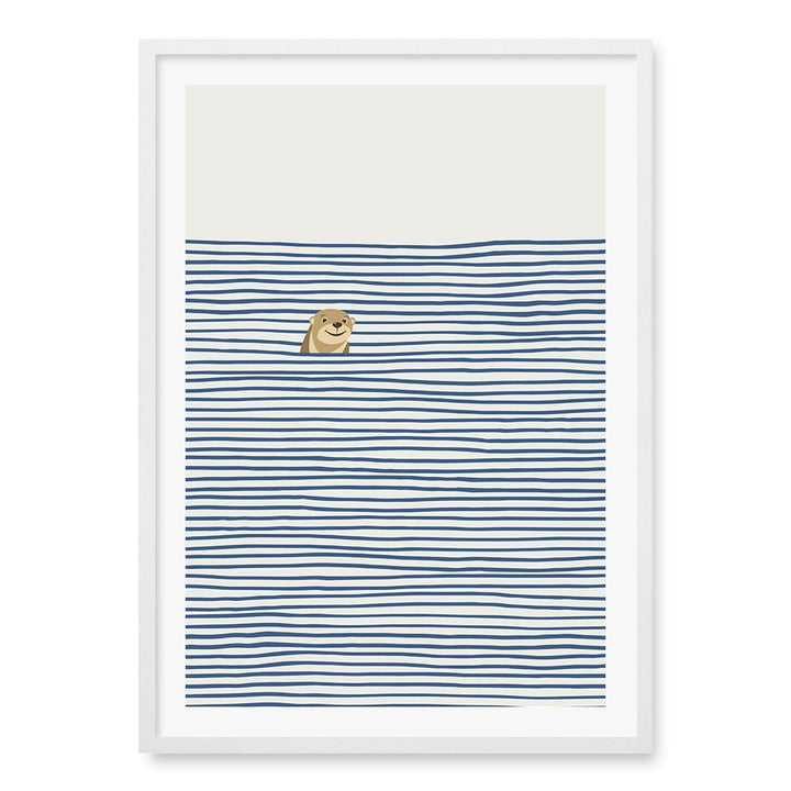 Otter In The Waves Kids Wall Art Print A1 (59.4 x 84.1cm) / Matte White Frame / White Border from our Australian Made Framed Wall Art, Prints & Posters collection by Profile Products (Australia) Pty Ltd