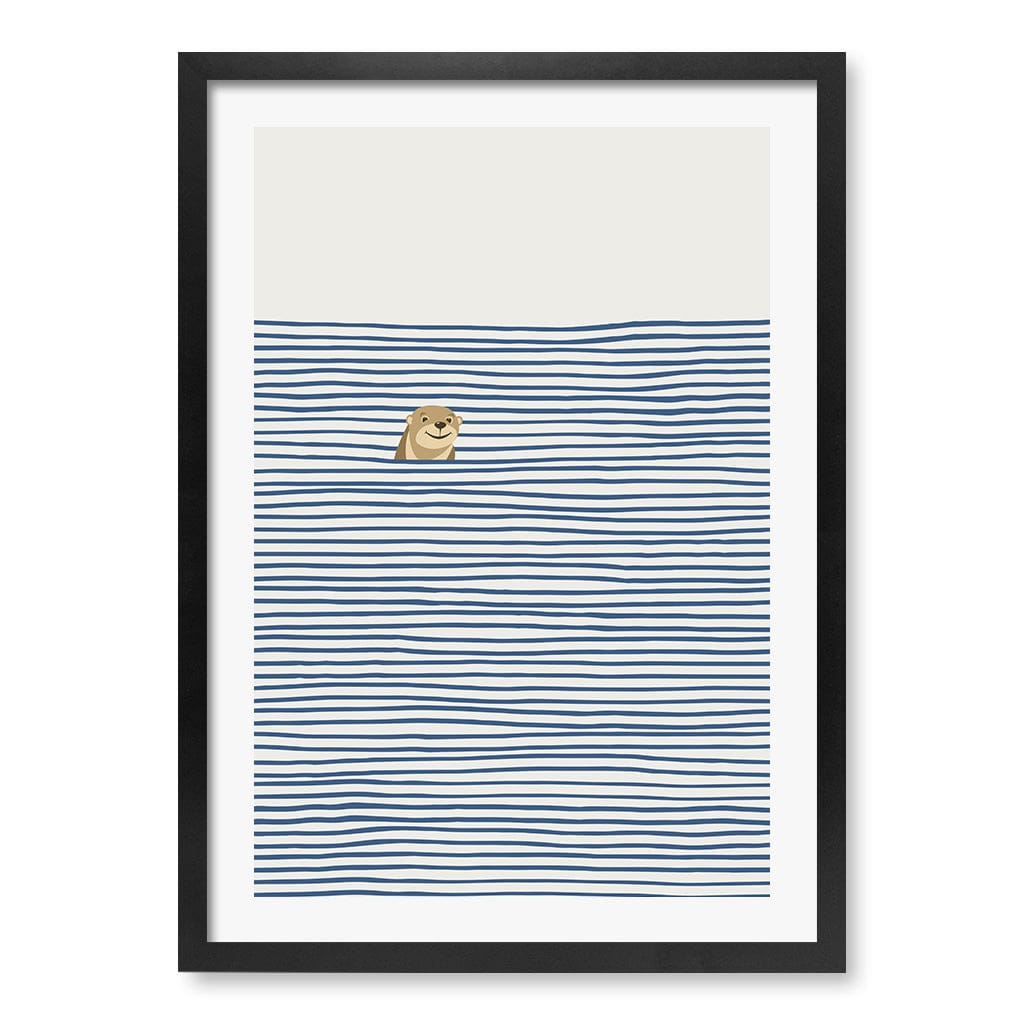 Otter In The Waves Kids Wall Art Print A2 (42 x 59.4cm) / Matte Black Frame / White Border from our Australian Made Framed Wall Art, Prints & Posters collection by Profile Products (Australia) Pty Ltd