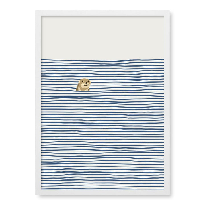 Otter In The Waves Kids Wall Art Print A2 (42 x 59.4cm) / Matte White Frame / No Border from our Australian Made Framed Wall Art, Prints & Posters collection by Profile Products (Australia) Pty Ltd