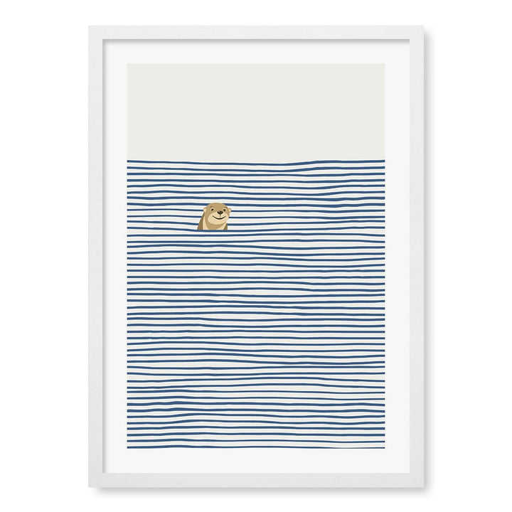 Otter In The Waves Kids Wall Art Print A2 (42 x 59.4cm) / Matte White Frame / White Border from our Australian Made Framed Wall Art, Prints & Posters collection by Profile Products (Australia) Pty Ltd