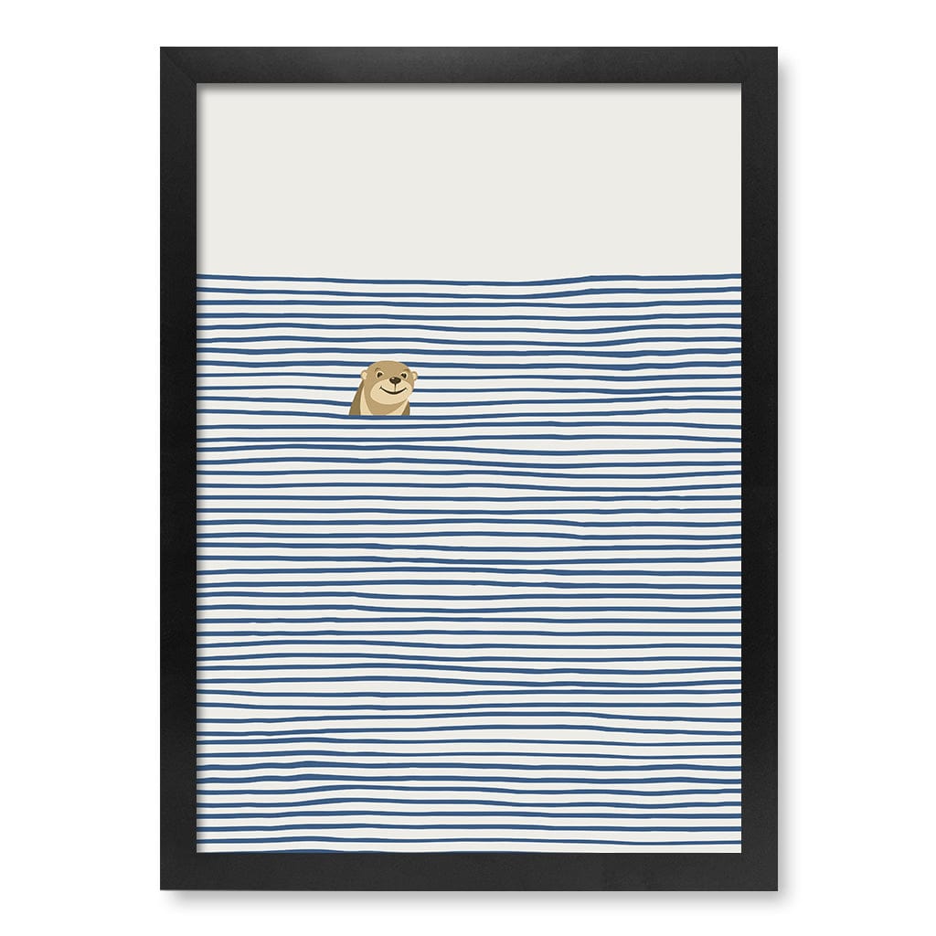 Otter In The Waves Kids Wall Art Print A3 (29.7 x 42cm) / Matte Black Frame / No Border from our Australian Made Framed Wall Art, Prints & Posters collection by Profile Products (Australia) Pty Ltd