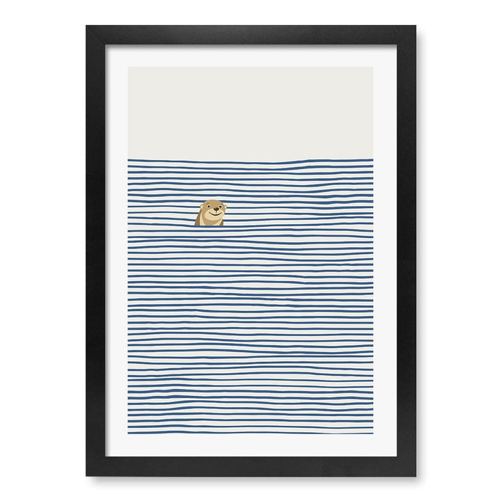 Otter In The Waves Kids Wall Art Print A3 (29.7 x 42cm) / Matte Black Frame / White Border from our Australian Made Framed Wall Art, Prints & Posters collection by Profile Products (Australia) Pty Ltd