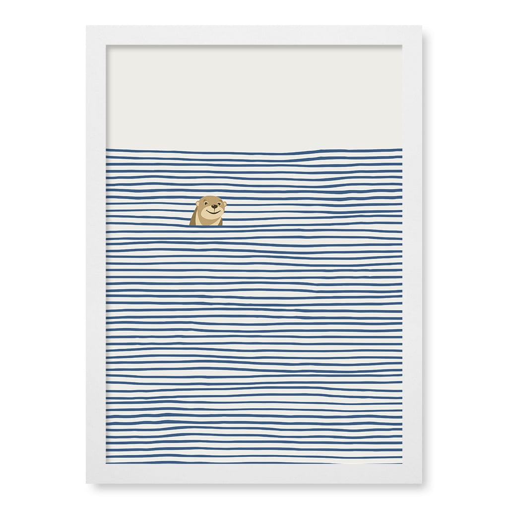 Otter In The Waves Kids Wall Art Print A3 (29.7 x 42cm) / Matte White Frame / No Border from our Australian Made Framed Wall Art, Prints & Posters collection by Profile Products (Australia) Pty Ltd