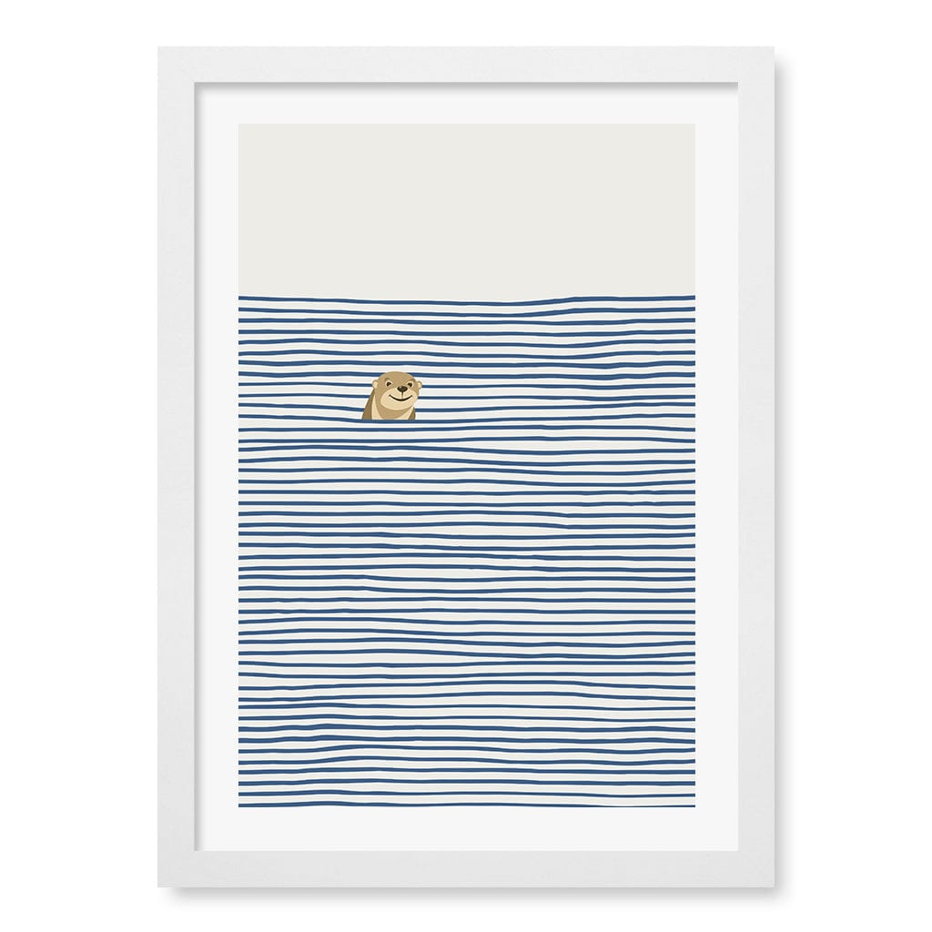 Otter In The Waves Kids Wall Art Print A3 (29.7 x 42cm) / Matte White Frame / White Border from our Australian Made Framed Wall Art, Prints & Posters collection by Profile Products (Australia) Pty Ltd