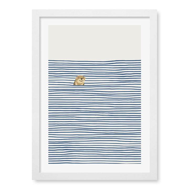 Otter In The Waves Kids Wall Art Print A3 (29.7 x 42cm) / Matte White Frame / White Border from our Australian Made Framed Wall Art, Prints & Posters collection by Profile Products (Australia) Pty Ltd