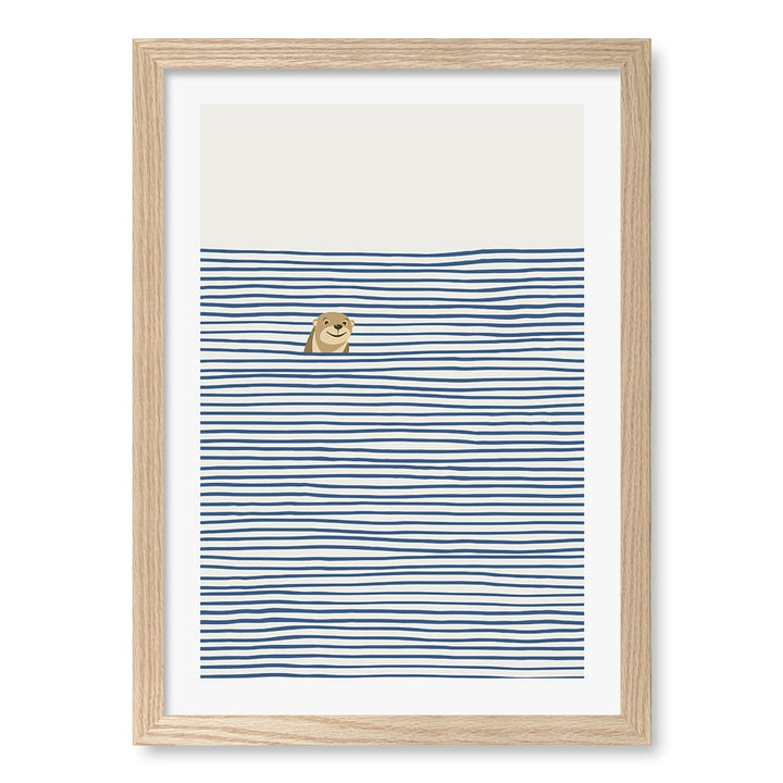 Otter In The Waves Kids Wall Art Print A3 (29.7 x 42cm) / Natural Oak Frame / White Border from our Australian Made Framed Wall Art, Prints & Posters collection by Profile Products (Australia) Pty Ltd