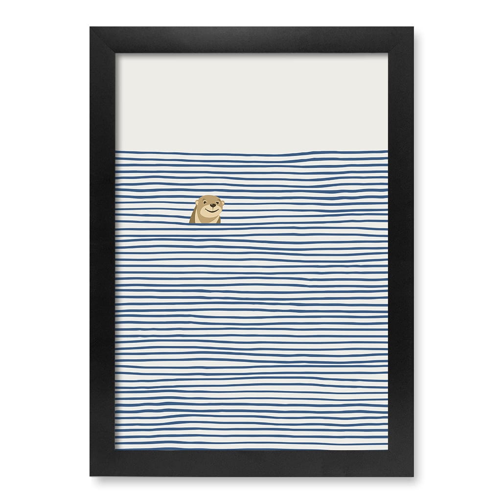 Otter In The Waves Kids Wall Art Print A4 (21 x 29.7cm) / Matte Black Frame / No Border from our Australian Made Framed Wall Art, Prints & Posters collection by Profile Products (Australia) Pty Ltd