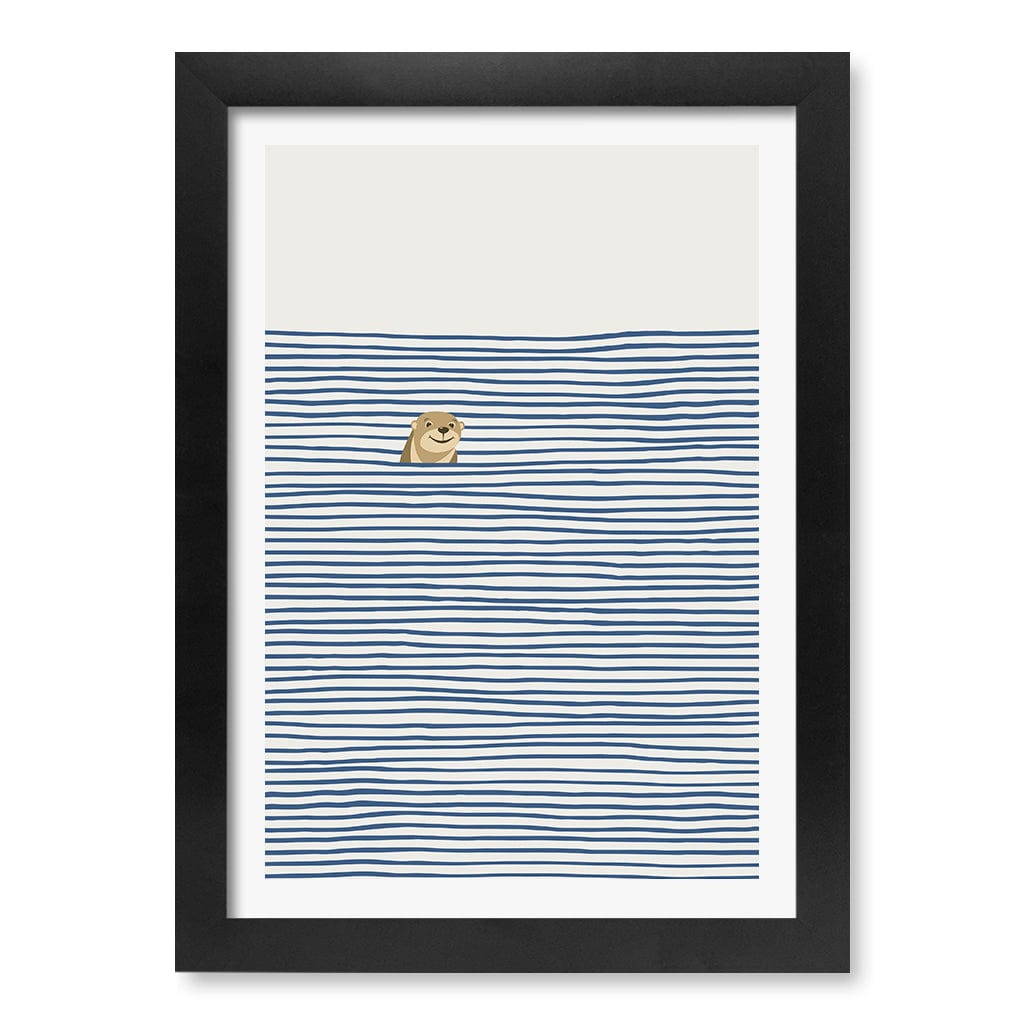 Otter In The Waves Kids Wall Art Print A4 (21 x 29.7cm) / Matte Black Frame / White Border from our Australian Made Framed Wall Art, Prints & Posters collection by Profile Products (Australia) Pty Ltd