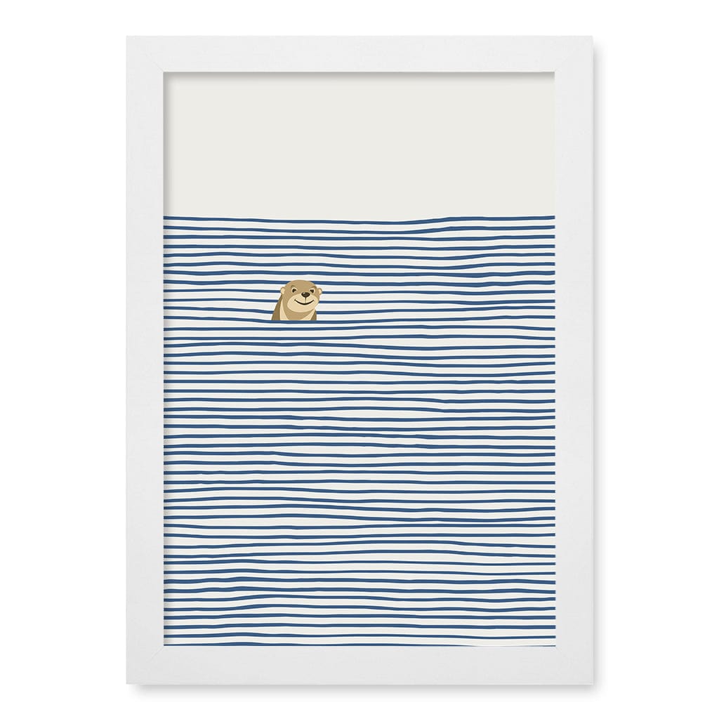 Otter In The Waves Kids Wall Art Print A4 (21 x 29.7cm) / Matte White Frame / No Border from our Australian Made Framed Wall Art, Prints & Posters collection by Profile Products (Australia) Pty Ltd