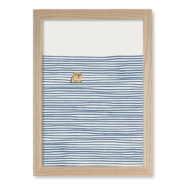 Otter In The Waves Kids Wall Art Print A4 (21 x 29.7cm) / Natural Oak Frame / No Border from our Australian Made Framed Wall Art, Prints & Posters collection by Profile Products (Australia) Pty Ltd