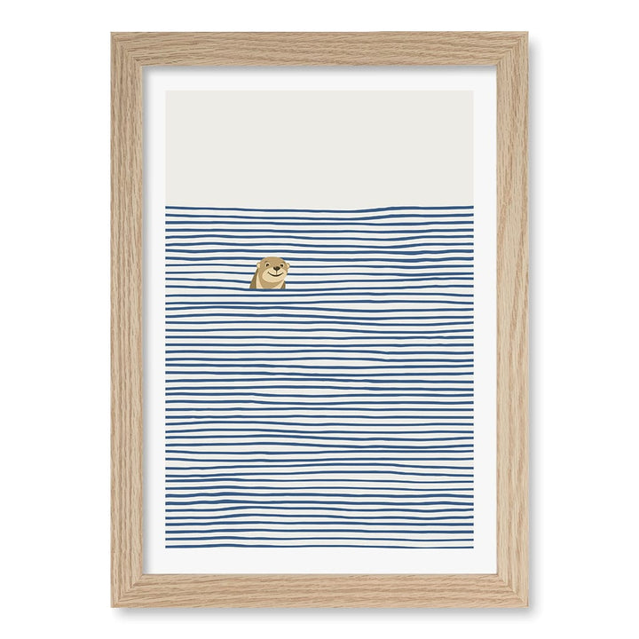 Otter In The Waves Kids Wall Art Print A4 (21 x 29.7cm) / Natural Oak Frame / White Border from our Australian Made Framed Wall Art, Prints & Posters collection by Profile Products (Australia) Pty Ltd