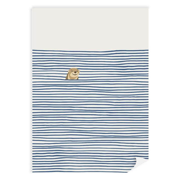 Otter In The Waves Kids Wall Art Print A4 (21 x 29.7cm) / Print Only / No Border from our Australian Made Framed Wall Art, Prints & Posters collection by Profile Products (Australia) Pty Ltd