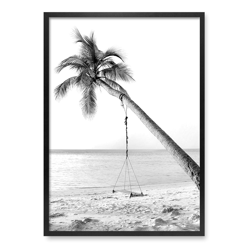Palm Dream Swing B&W Wall Art Print A1 (59.4 x 84.1cm) / Matte Black Frame / No Border from our Australian Made Framed Wall Art, Prints & Posters collection by Profile Products (Australia) Pty Ltd