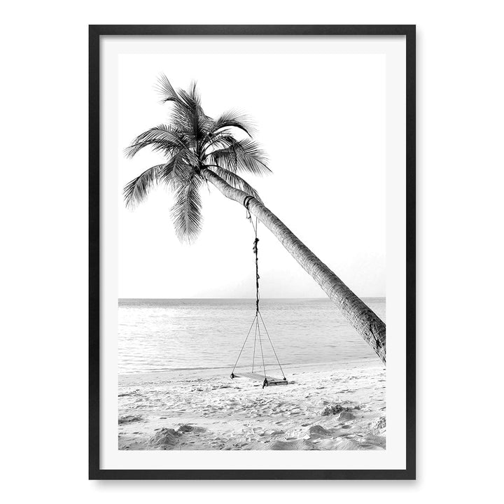 Palm Dream Swing B&W Wall Art Print A1 (59.4 x 84.1cm) / Matte Black Frame / White Border from our Australian Made Framed Wall Art, Prints & Posters collection by Profile Products (Australia) Pty Ltd