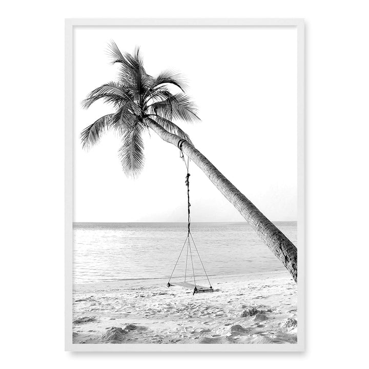 Palm Dream Swing B&W Wall Art Print A1 (59.4 x 84.1cm) / Matte White Frame / No Border from our Australian Made Framed Wall Art, Prints & Posters collection by Profile Products (Australia) Pty Ltd