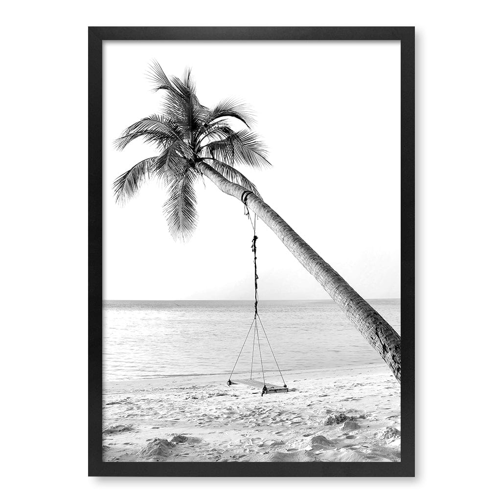 Palm Dream Swing B&W Wall Art Print A2 (42 x 59.4cm) / Matte Black Frame / No Border from our Australian Made Framed Wall Art, Prints & Posters collection by Profile Products (Australia) Pty Ltd