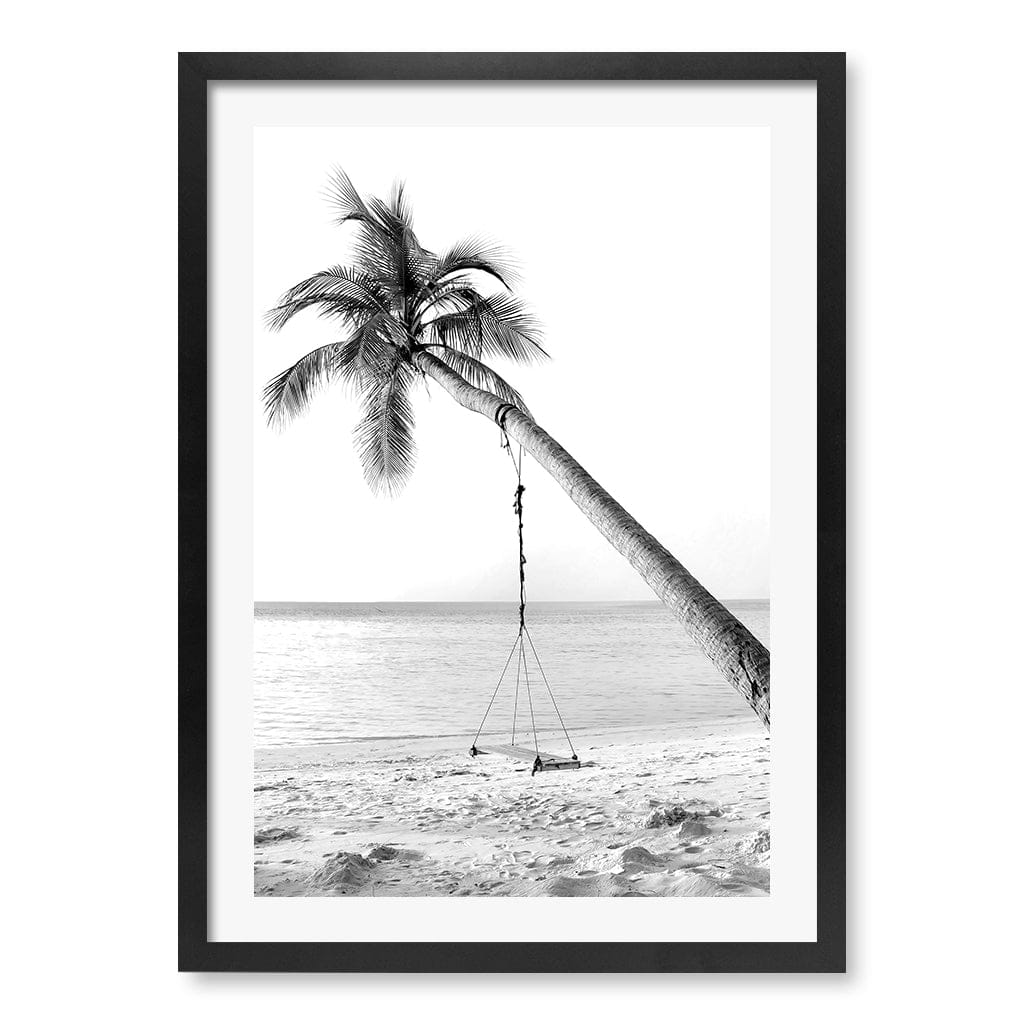 Palm Dream Swing B&W Wall Art Print A2 (42 x 59.4cm) / Matte Black Frame / White Border from our Australian Made Framed Wall Art, Prints & Posters collection by Profile Products (Australia) Pty Ltd