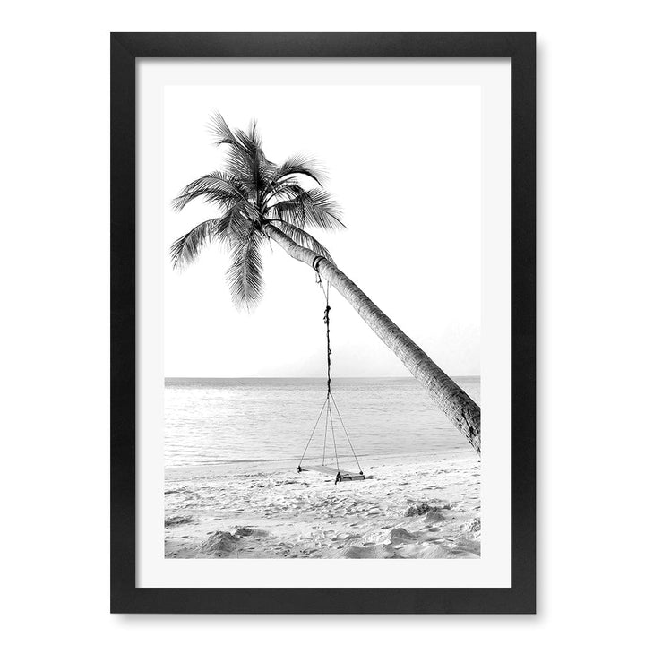 Palm Dream Swing B&W Wall Art Print A3 (29.7 x 42cm) / Matte Black Frame / White Border from our Australian Made Framed Wall Art, Prints & Posters collection by Profile Products (Australia) Pty Ltd