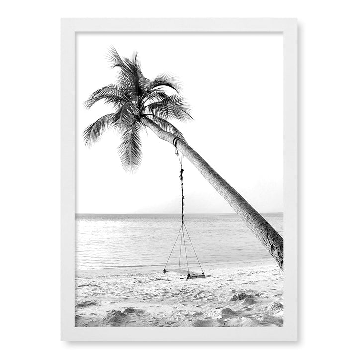 Palm Dream Swing B&W Wall Art Print A3 (29.7 x 42cm) / Matte White Frame / No Border from our Australian Made Framed Wall Art, Prints & Posters collection by Profile Products (Australia) Pty Ltd