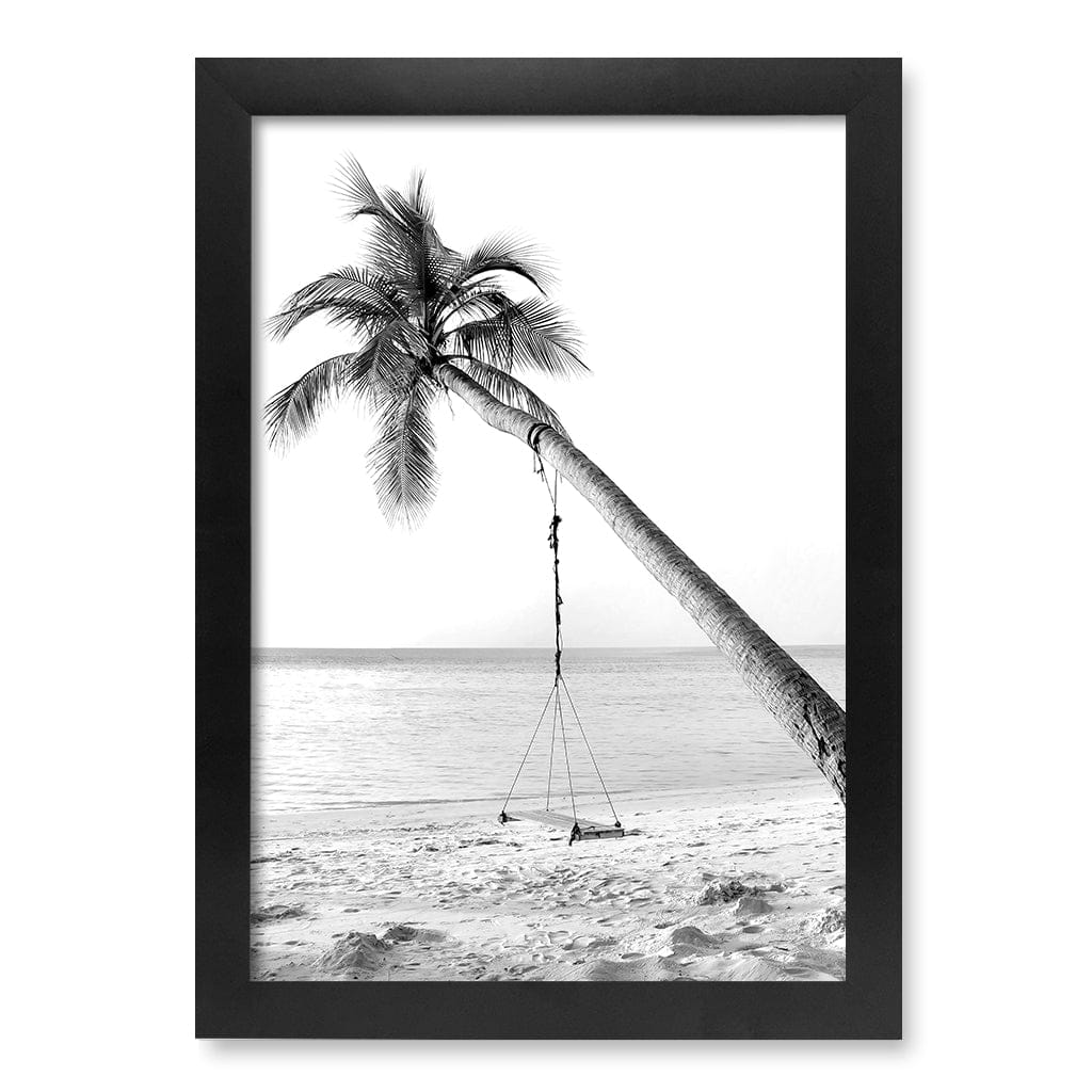 Palm Dream Swing B&W Wall Art Print A4 (21 x 29.7cm) / Matte Black Frame / No Border from our Australian Made Framed Wall Art, Prints & Posters collection by Profile Products (Australia) Pty Ltd