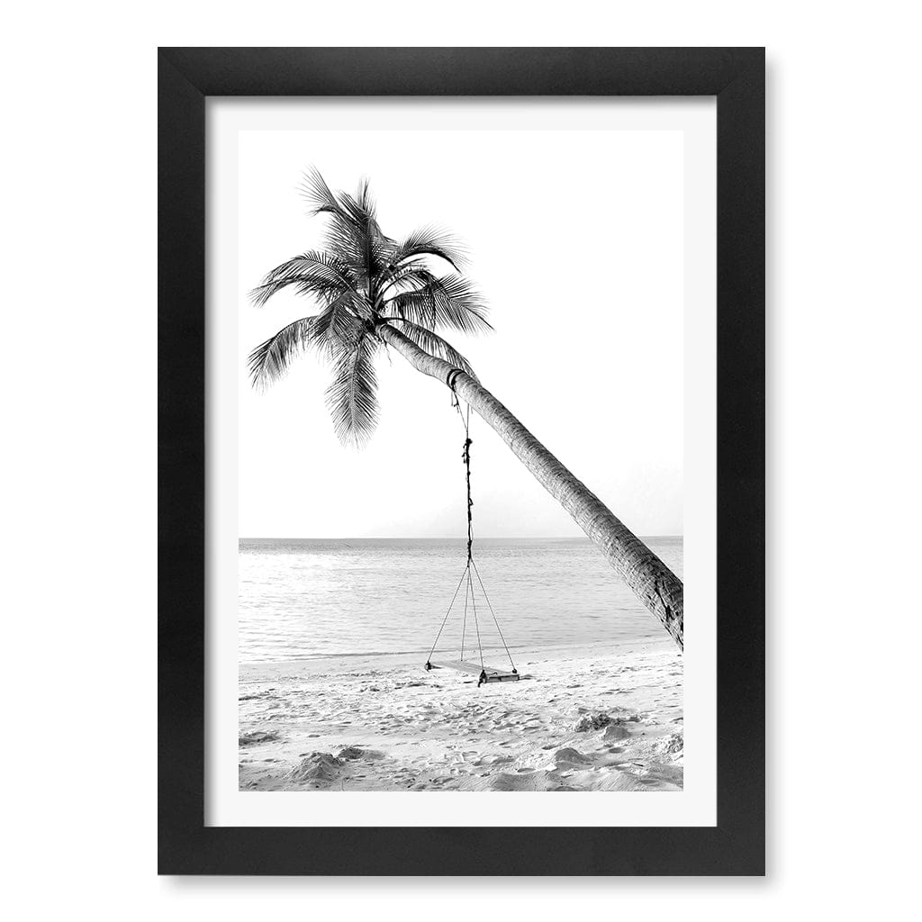 Palm Dream Swing B&W Wall Art Print A4 (21 x 29.7cm) / Matte Black Frame / White Border from our Australian Made Framed Wall Art, Prints & Posters collection by Profile Products (Australia) Pty Ltd
