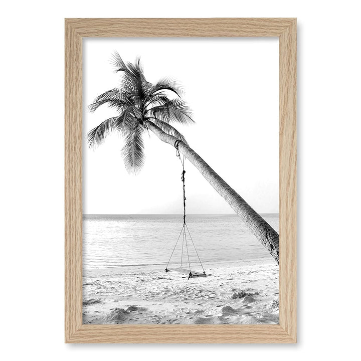 Palm Dream Swing B&W Wall Art Print A4 (21 x 29.7cm) / Natural Oak Frame / No Border from our Australian Made Framed Wall Art, Prints & Posters collection by Profile Products (Australia) Pty Ltd