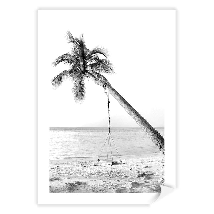 Palm Dream Swing B&W Wall Art Print A4 (21 x 29.7cm) / Print Only / White Border from our Australian Made Framed Wall Art, Prints & Posters collection by Profile Products (Australia) Pty Ltd