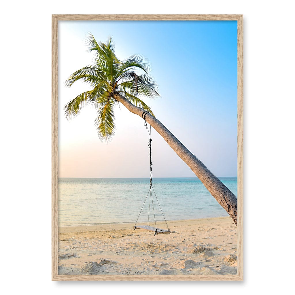 Palm Dream Swing Wall Art Print A1 (59.4 x 84.1cm) / Natural Oak Frame / No Border from our Australian Made Framed Wall Art, Prints & Posters collection by Profile Products (Australia) Pty Ltd