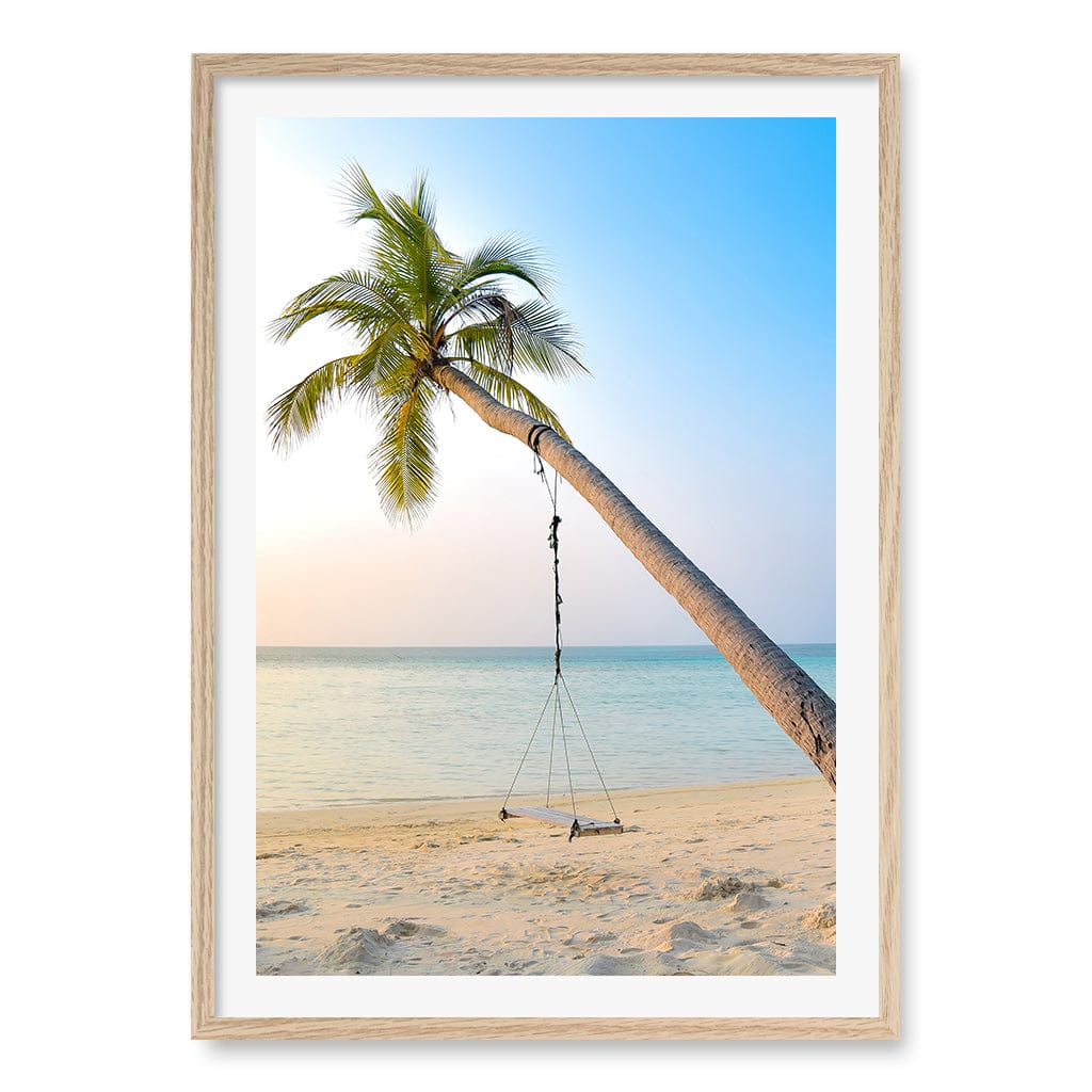 Palm Dream Swing Wall Art Print A1 (59.4 x 84.1cm) / Natural Oak Frame / White Border from our Australian Made Framed Wall Art, Prints & Posters collection by Profile Products (Australia) Pty Ltd