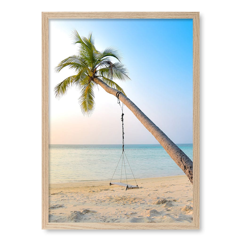 Palm Dream Swing Wall Art Print A2 (42 x 59.4cm) / Natural Oak Frame / No Border from our Australian Made Framed Wall Art, Prints & Posters collection by Profile Products (Australia) Pty Ltd