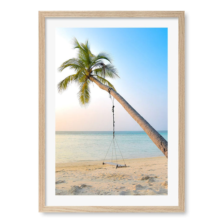Palm Dream Swing Wall Art Print A2 (42 x 59.4cm) / Natural Oak Frame / White Border from our Australian Made Framed Wall Art, Prints & Posters collection by Profile Products (Australia) Pty Ltd