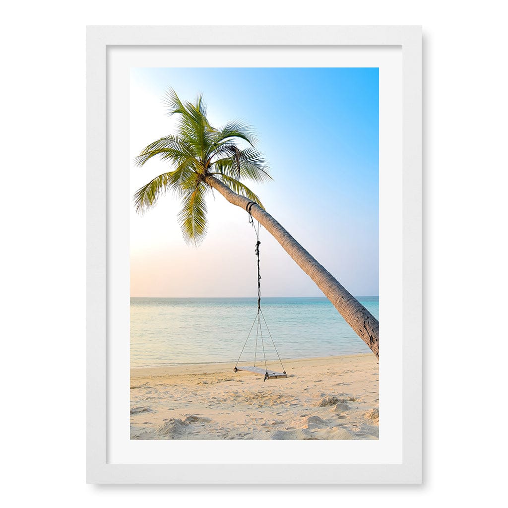 Palm Dream Swing Wall Art Print A3 (29.7 x 42cm) / Matte White Frame / White Border from our Australian Made Framed Wall Art, Prints & Posters collection by Profile Products (Australia) Pty Ltd