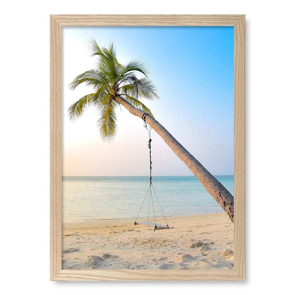 Palm Dream Swing Wall Art Print A3 (29.7 x 42cm) / Natural Oak Frame / No Border from our Australian Made Framed Wall Art, Prints & Posters collection by Profile Products (Australia) Pty Ltd
