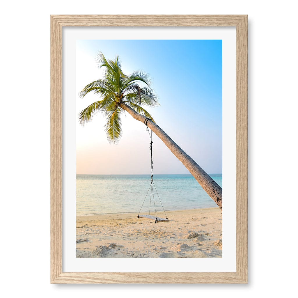 Palm Dream Swing Wall Art Print A3 (29.7 x 42cm) / Natural Oak Frame / White Border from our Australian Made Framed Wall Art, Prints & Posters collection by Profile Products (Australia) Pty Ltd
