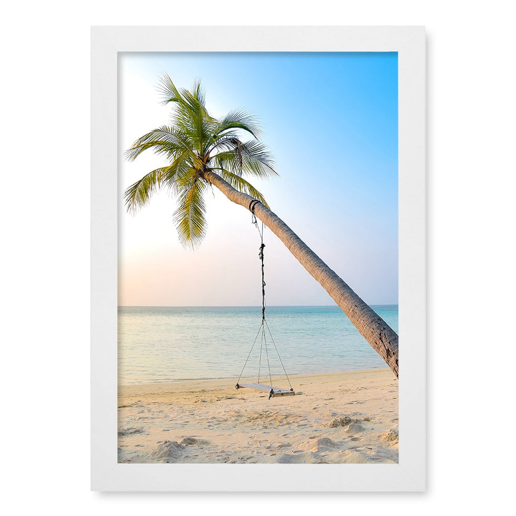 Palm Dream Swing Wall Art Print A4 (21 x 29.7cm) / Matte White Frame / No Border from our Australian Made Framed Wall Art, Prints & Posters collection by Profile Products (Australia) Pty Ltd