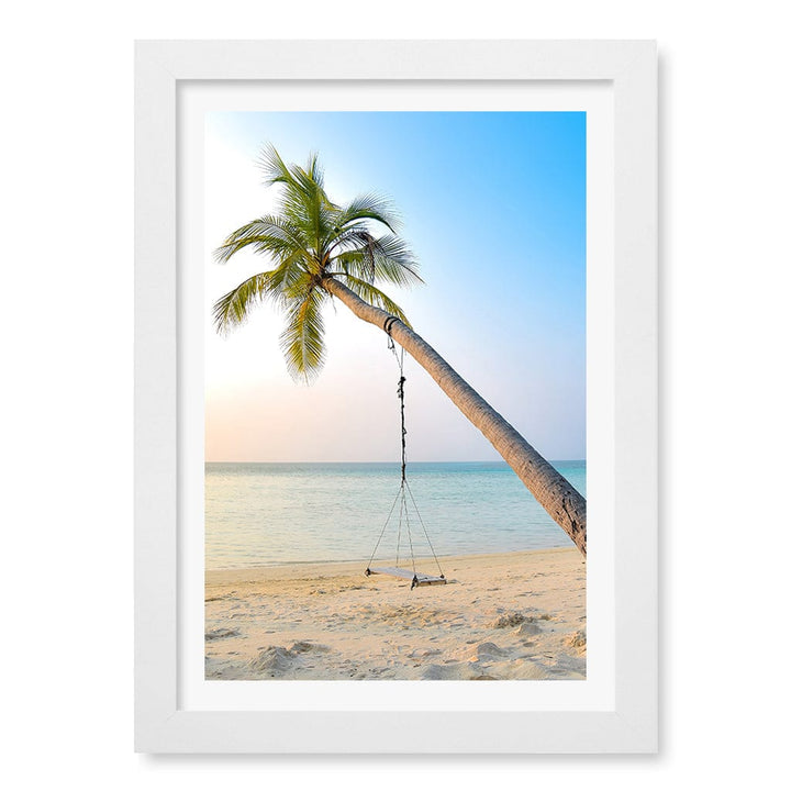 Palm Dream Swing Wall Art Print A4 (21 x 29.7cm) / Matte White Frame / White Border from our Australian Made Framed Wall Art, Prints & Posters collection by Profile Products (Australia) Pty Ltd