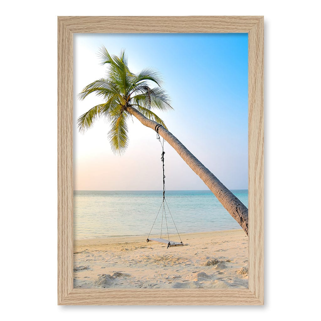 Palm Dream Swing Wall Art Print A4 (21 x 29.7cm) / Natural Oak Frame / No Border from our Australian Made Framed Wall Art, Prints & Posters collection by Profile Products (Australia) Pty Ltd