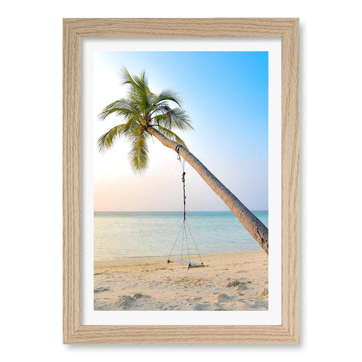 Palm Dream Swing Wall Art Print A4 (21 x 29.7cm) / Natural Oak Frame / White Border from our Australian Made Framed Wall Art, Prints & Posters collection by Profile Products (Australia) Pty Ltd