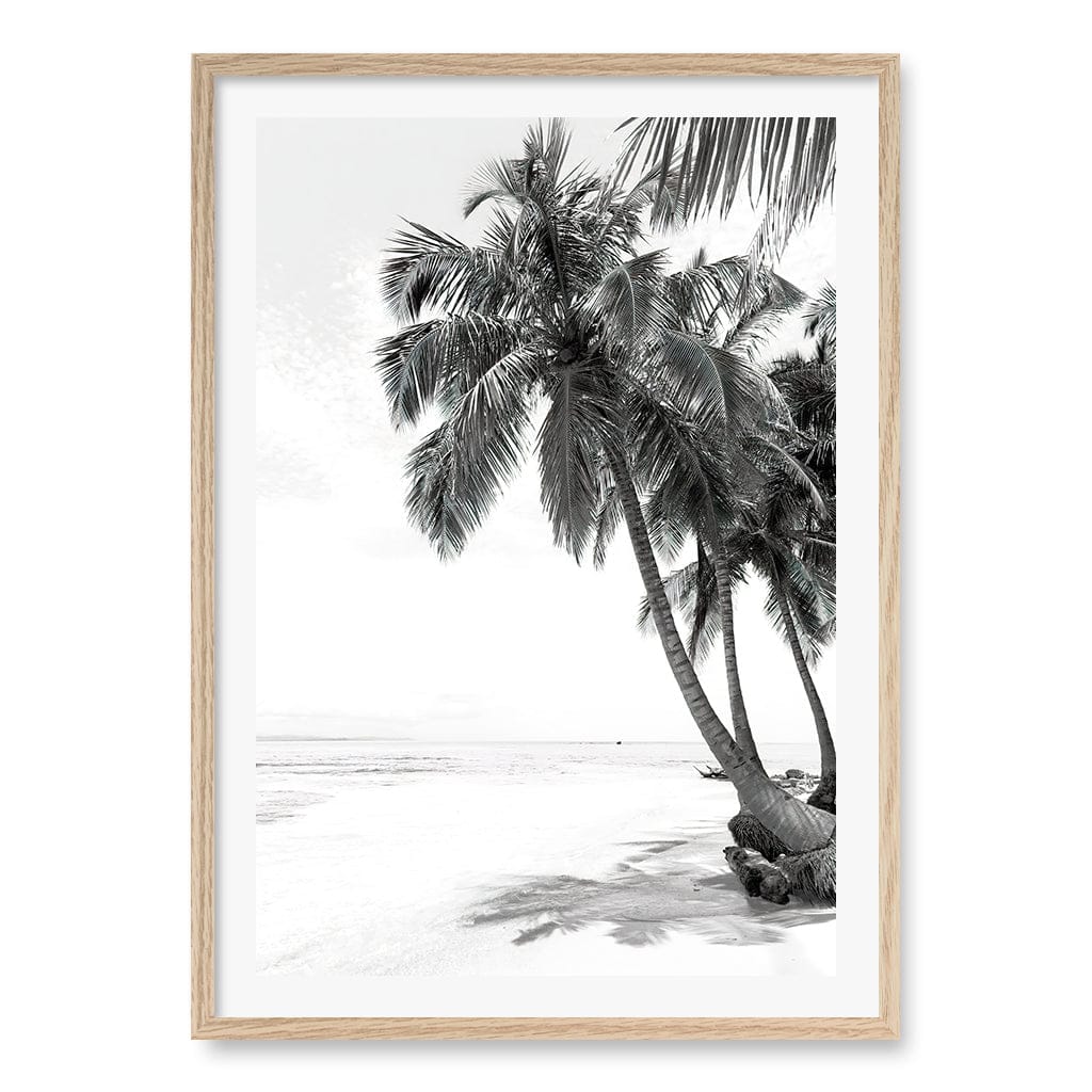 Palm Island Dreams B&W Wall Art Print A1 (59.4 x 84.1cm) / Natural Oak Frame / White Border from our Australian Made Framed Wall Art, Prints & Posters collection by Profile Products (Australia) Pty Ltd