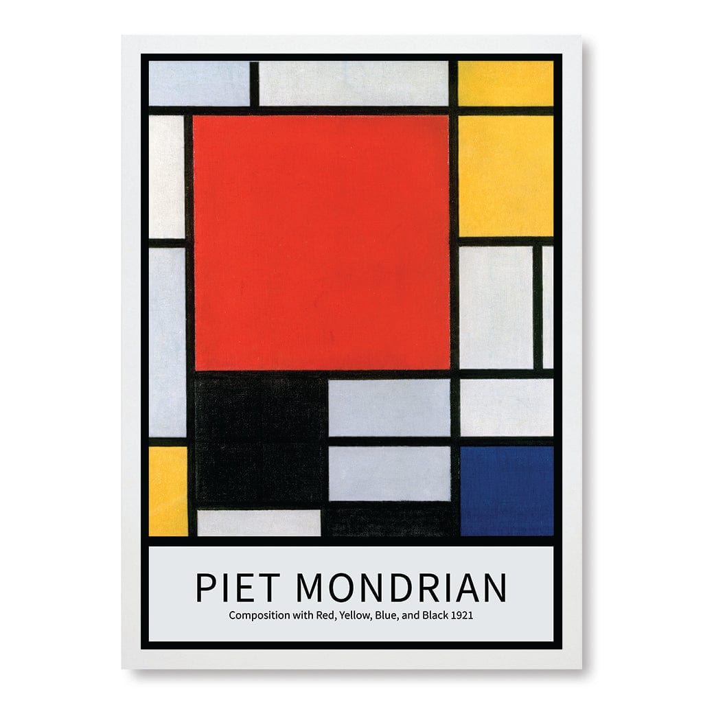 Piet Mondrian Composition Wall Art Print A2 (42 x 59.4cm) / Matte White Frame / No Border from our Australian Made Wall Art collection by Profile Australia