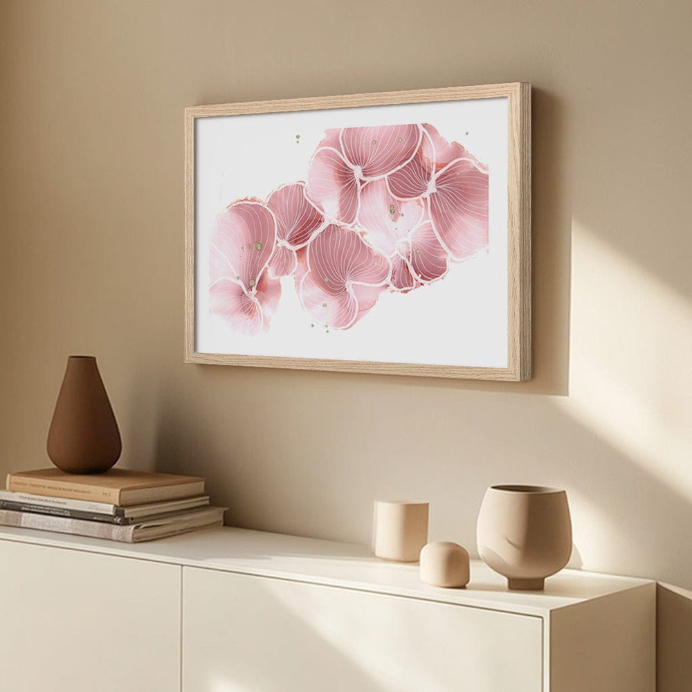 Pink Petal Whispers Abstract Wall Art Print by Julie Bill from our Australian Made Framed Wall Art, Prints & Posters collection by Profile Australia
