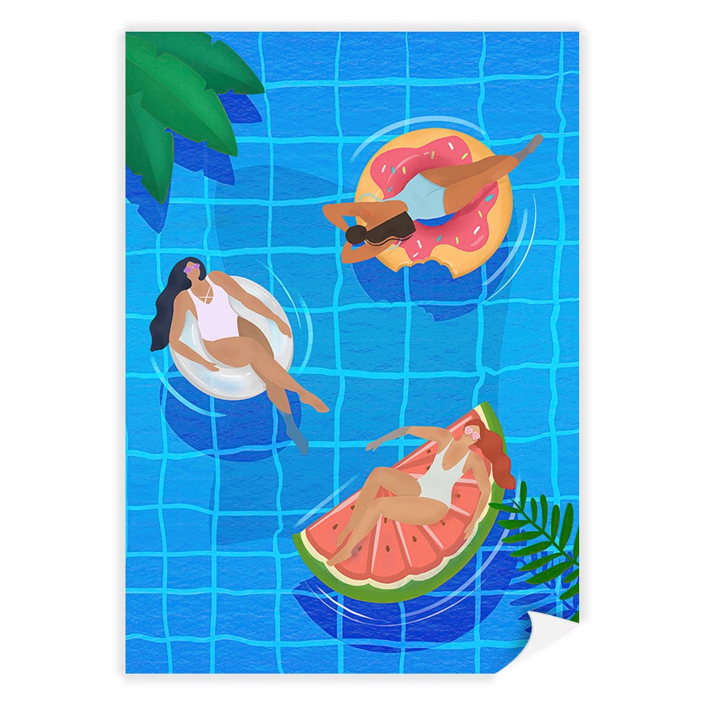 Pool Ladies Modern Wall Art Print by Petra Lizde A4 (21 x 29.7cm) / Print Only / No Border from our Australian Made Framed Wall Art, Prints & Posters collection by Profile Products (Australia) Pty Ltd