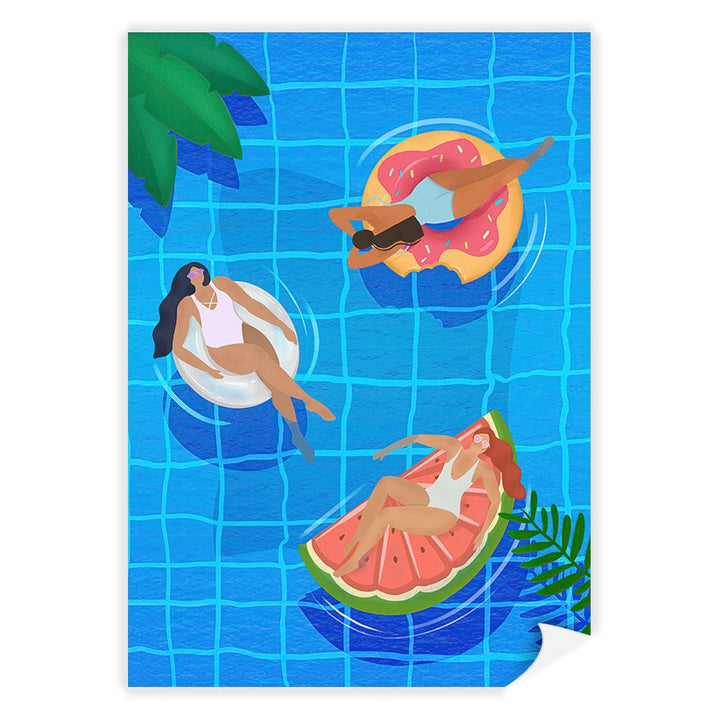 Pool Ladies Modern Wall Art Print by Petra Lizde A4 (21 x 29.7cm) / Print Only / No Border from our Australian Made Framed Wall Art, Prints & Posters collection by Profile Products (Australia) Pty Ltd