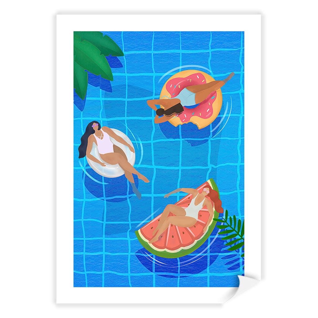 Pool Ladies Modern Wall Art Print by Petra Lizde A4 (21 x 29.7cm) / Print Only / White Border from our Australian Made Framed Wall Art, Prints & Posters collection by Profile Products (Australia) Pty Ltd