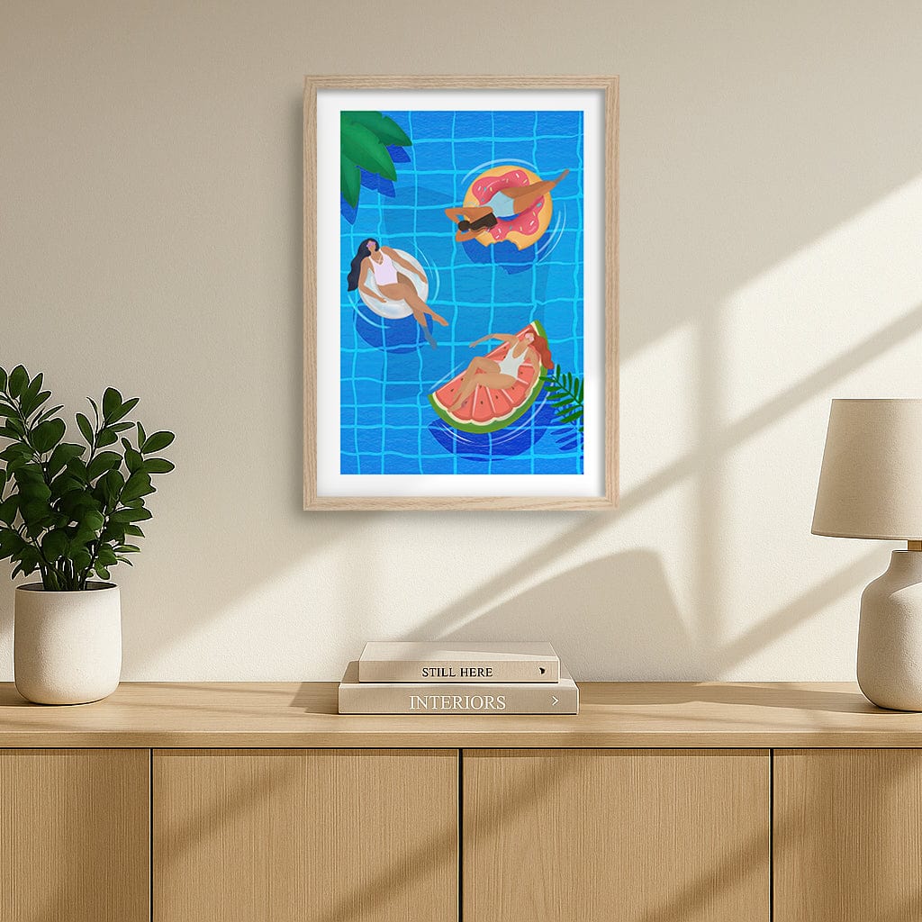 Pool Ladies Modern Wall Art Print by Petra Lizde from our Australian Made Framed Wall Art, Prints & Posters collection by Profile Products (Australia) Pty Ltd