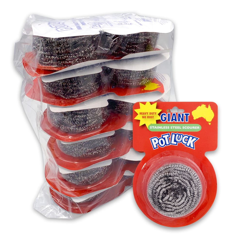 Pot Luck Stainless Steel Scourer - Giant (12 Pack Bundle) from our Scourers collection by Profile Products (Australia) Pty Ltd