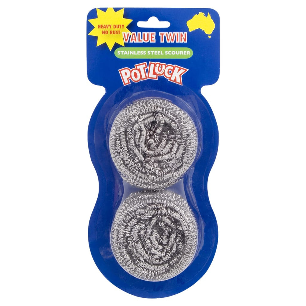 Pot Luck Stainless Steel Scourer - Twin Pack (12 Pack Bundle) from our Scourers collection by Profile Products (Australia) Pty Ltd