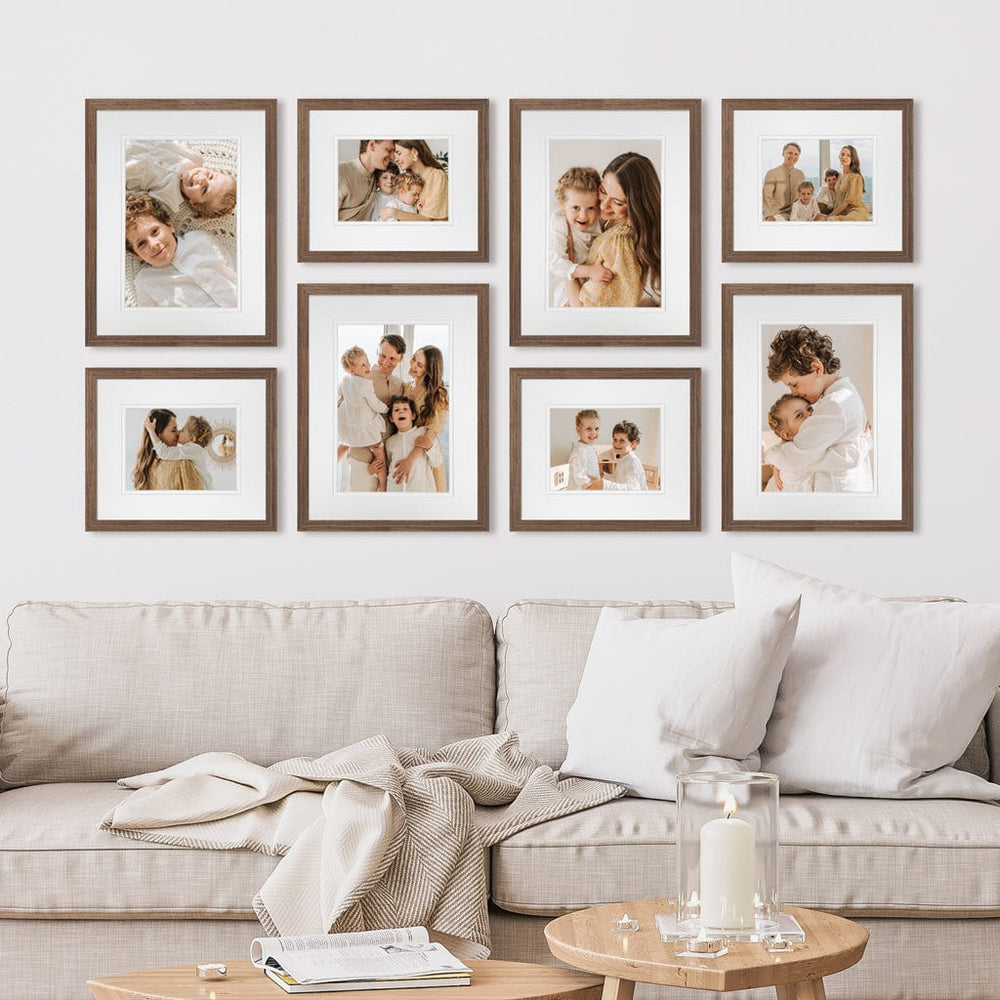 Profile Balanced Gallery Photo Wall Frame Set - 8 Frames Chestnut Gallery Wall Frame Set E from our Australian Made Gallery Photo Wall Frame Sets collection by Profile Products (Australia) Pty Ltd