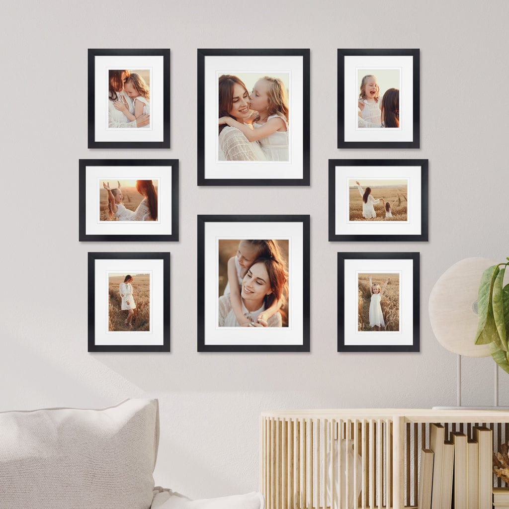 Profile Centered Gallery Photo Wall Frame Set - 8 Frames Black Gallery Wall Frame Set D from our Australian Made Gallery Photo Wall Frame Sets collection by Profile Products (Australia) Pty Ltd