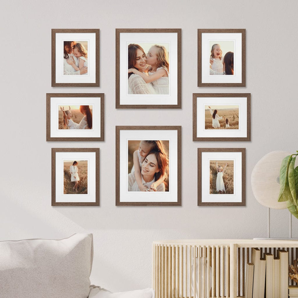 Profile Centered Gallery Photo Wall Frame Set - 8 Frames Chestnut Gallery Wall Frame Set D from our Australian Made Gallery Photo Wall Frame Sets collection by Profile Products (Australia) Pty Ltd